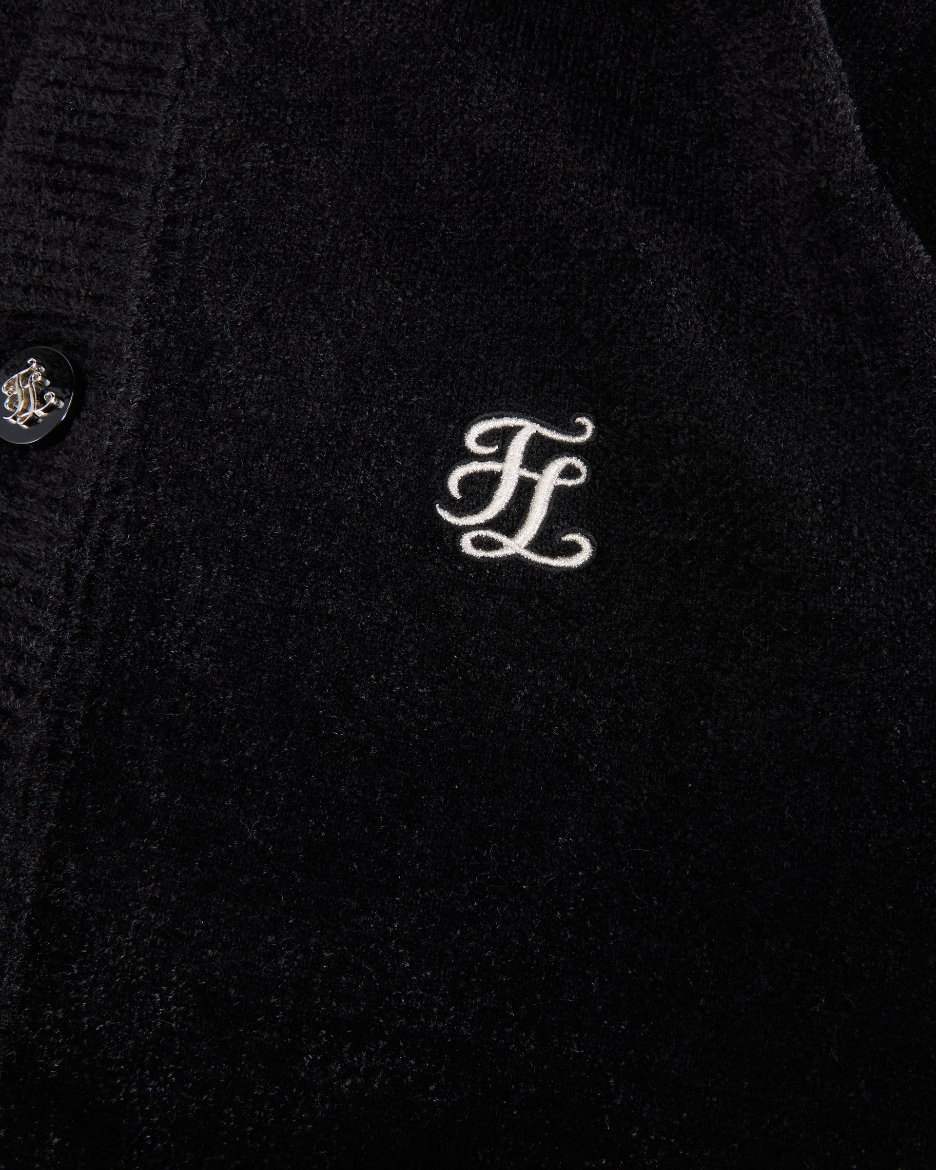 Big Ribbon Point Cardigan - Black Reinforced Hem Stitching