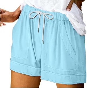 Biker Shorts Cotton Casual Striped Shorts Pocket Pants Biker Shorts White Shorts for Woman White Jean Shorts