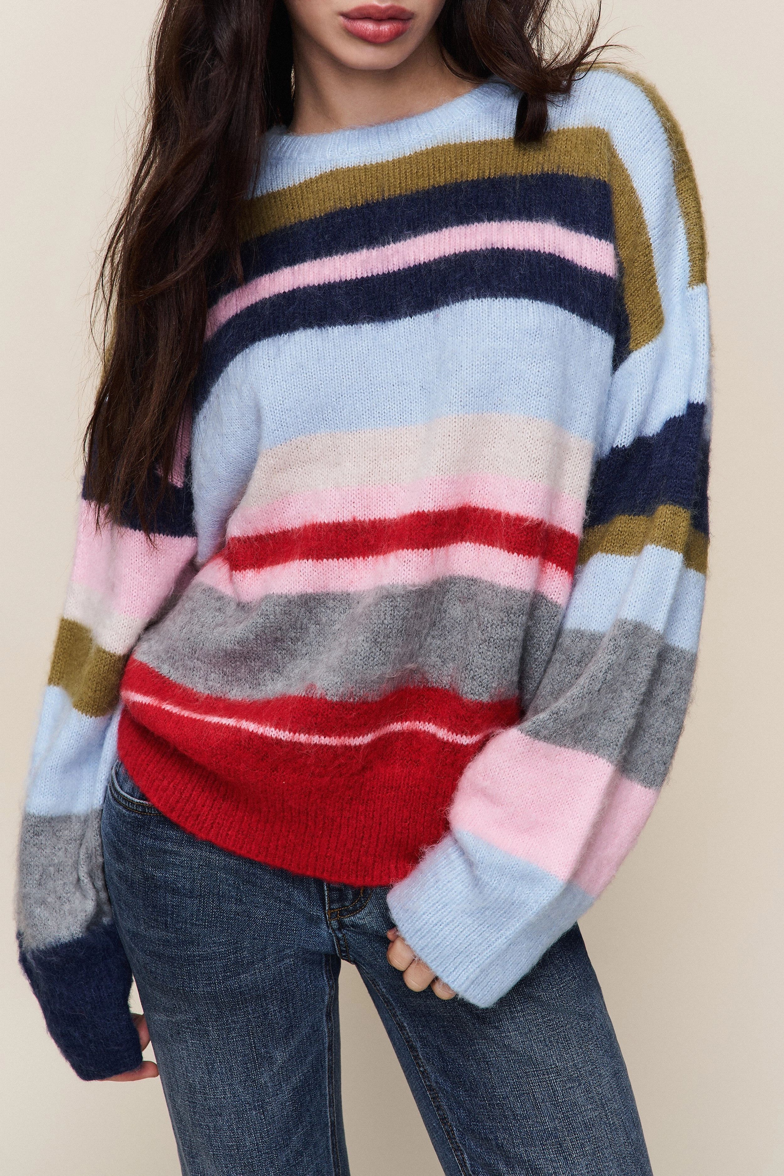 Hawley Oversized Stripe Wool Jumper Street Ready Lightweight Weave