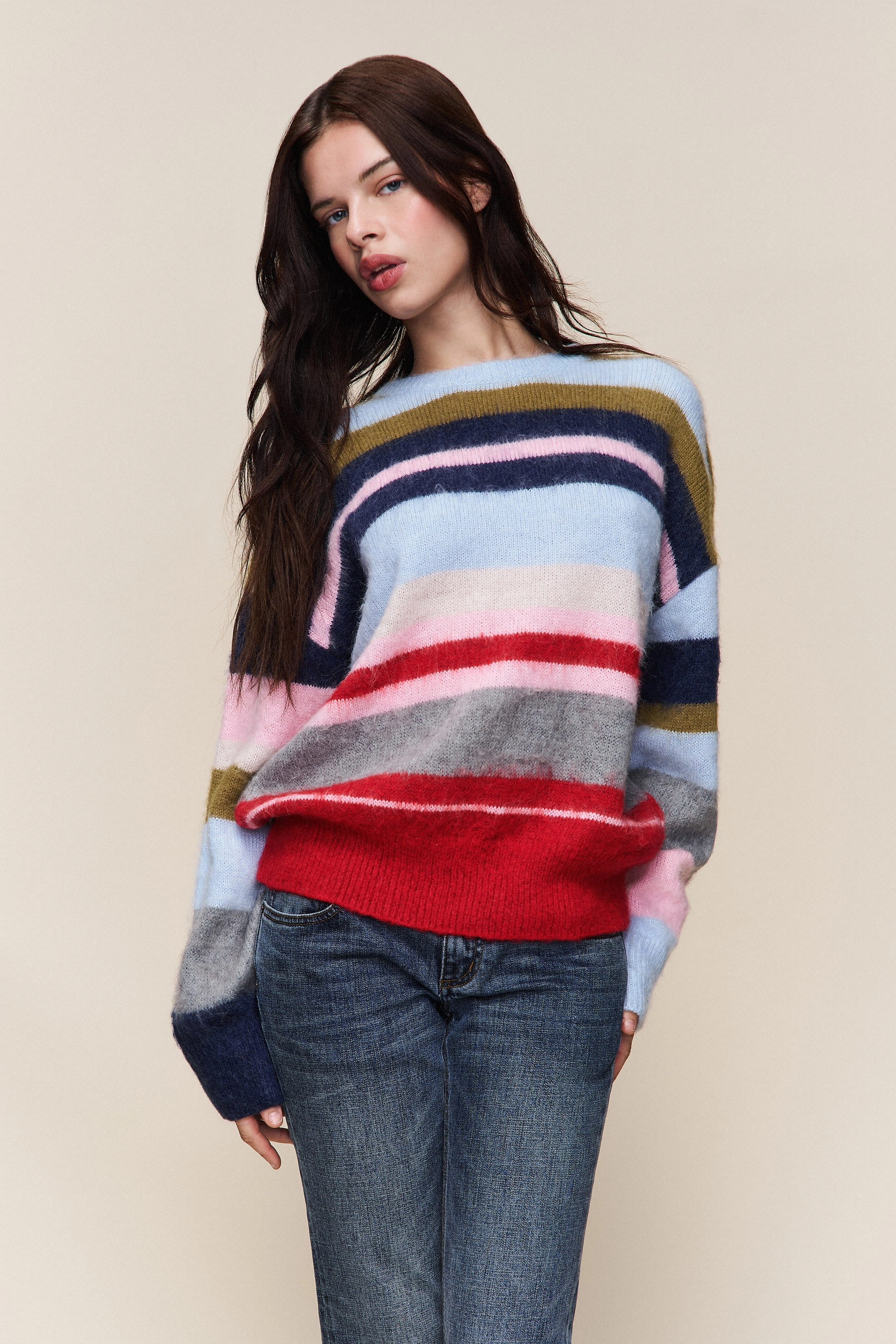 Durable Elasticity Hawley Oversized Stripe Wool Jumper
