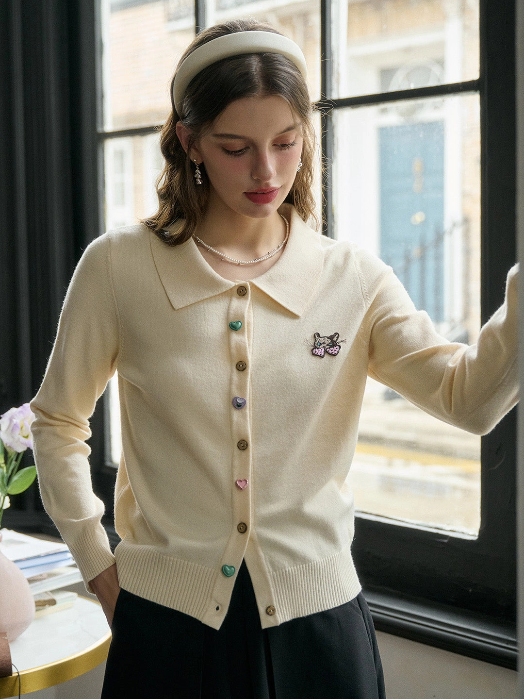 ??Final Sale??Rosalie Peter Pan Collar Button Cardigan Breathable mesh lining