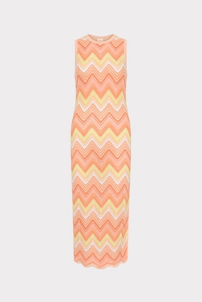 Multi Zig Zag Sleeveless Midi Dress Relaxed Trend