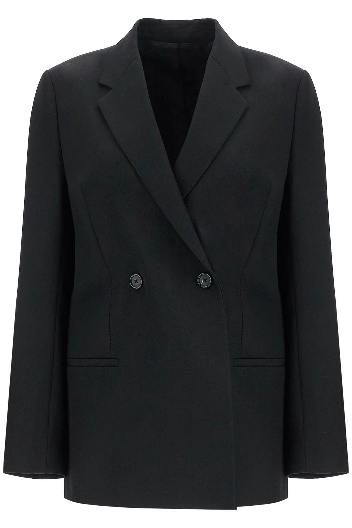 black double-breasted loose blazer 234 WRZ875 FB0026 BLACK