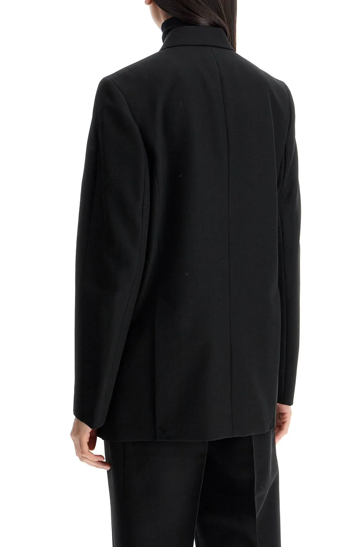black double-breasted loose blazer 234 WRZ875 FB0026 BLACK