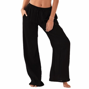 Black Cotton Cabana Pants Outfit Staple Anti Pilling Treatment