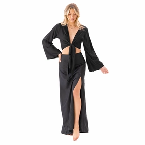 ComfortStretchFit Ventilation Panel Black Daydreamer   Rayon Maxi Skirt Set