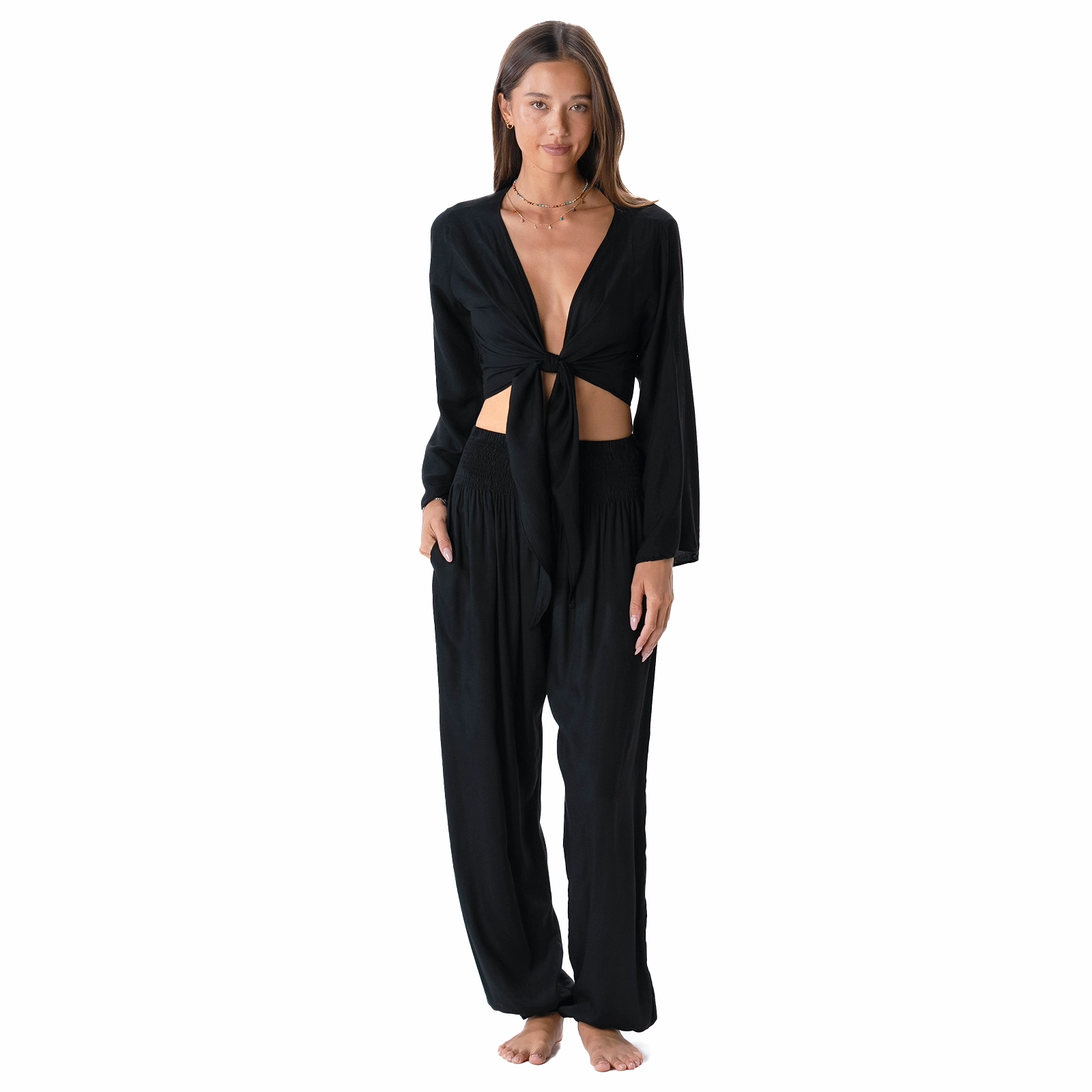 Black Daydreamer Top   Harem Pants Set QuickDrySystem MultiFunctional Pocket Placement