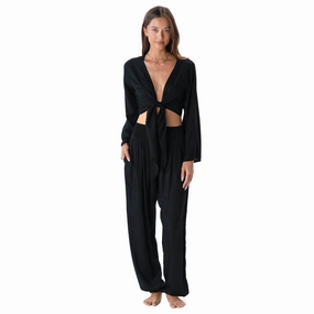 Non Chafing Side Seams Reinforced Hem Stitching Black Daydreamer Top   Harem Pants Set