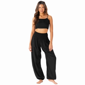 Black Harem Pants   Oasis Crop Top Set High Density Knit Relaxed Tank