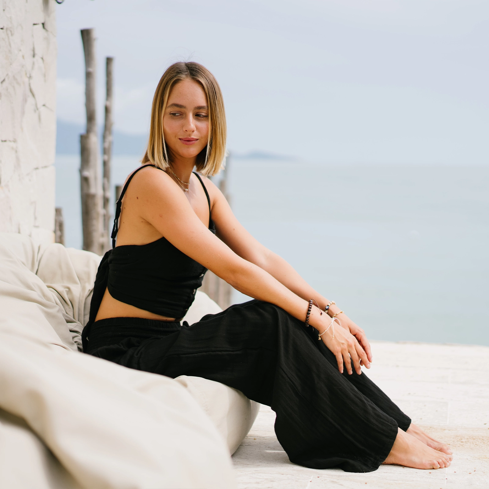 Black Wide Leg Cotton Pants Movement Ease