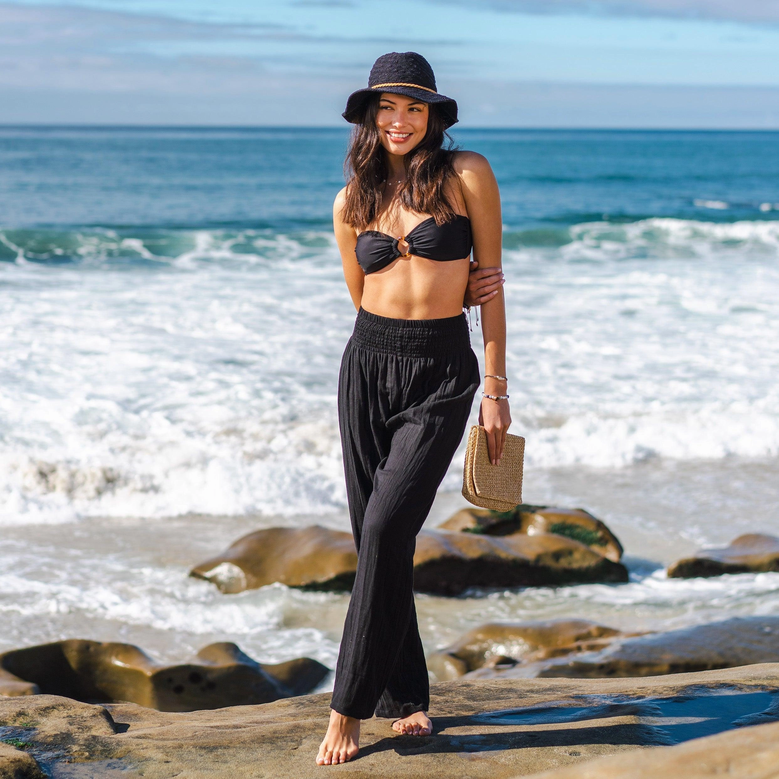 UltraSoftLining Day Ready Black Wide Leg Cotton Pants