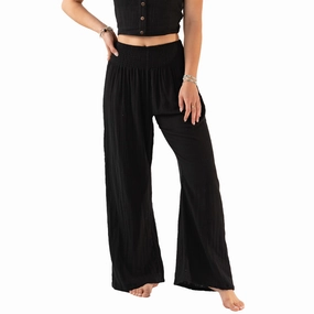 NonBindingWaistline Black Wide Leg Cotton Pants