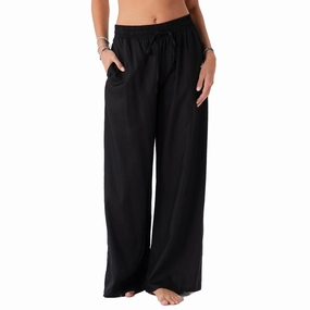 Black Wide Leg Drawstring Pants Compact Storage Casual Chic Look