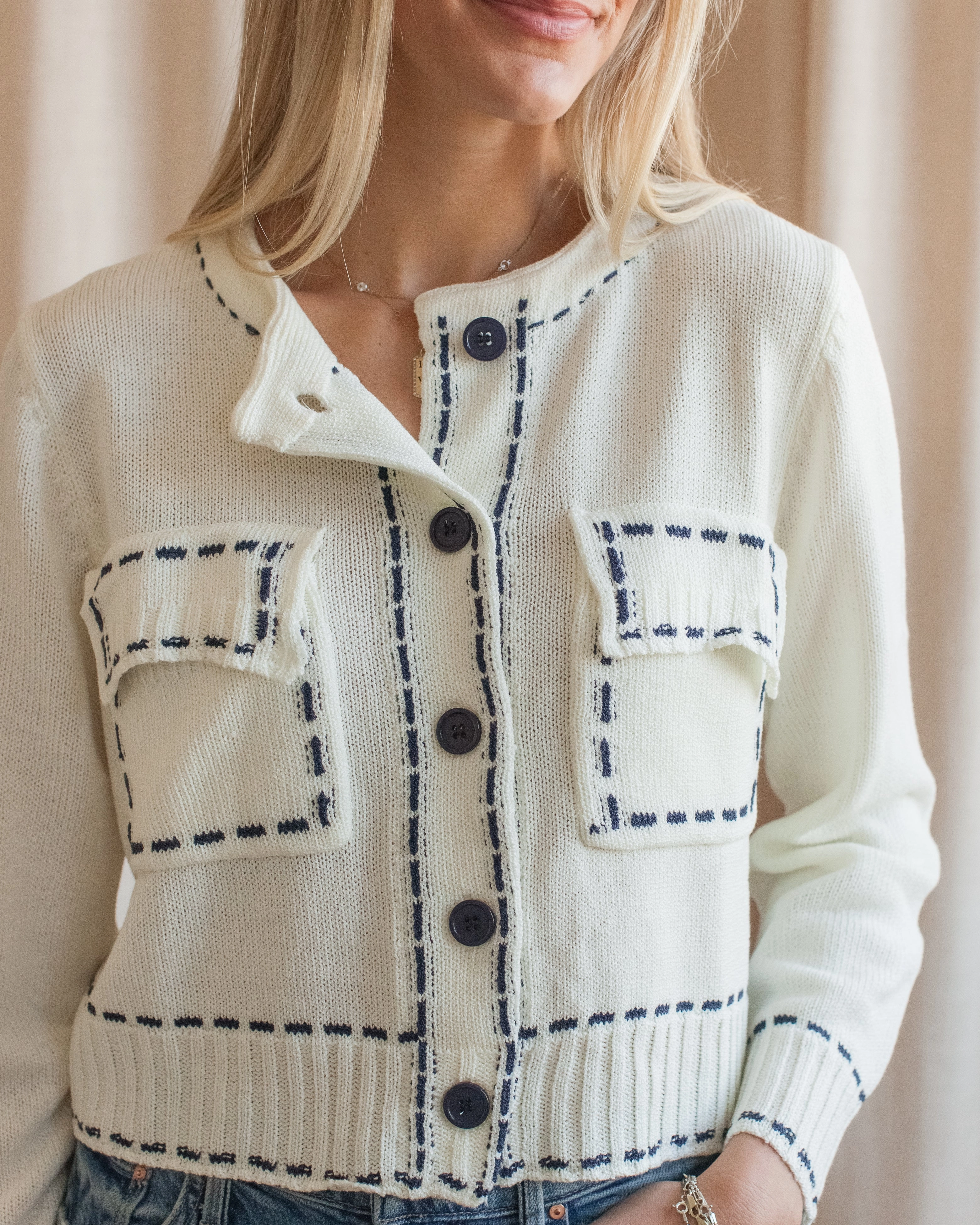 Subtle Details Blaire Contrast Sweater - Ivory