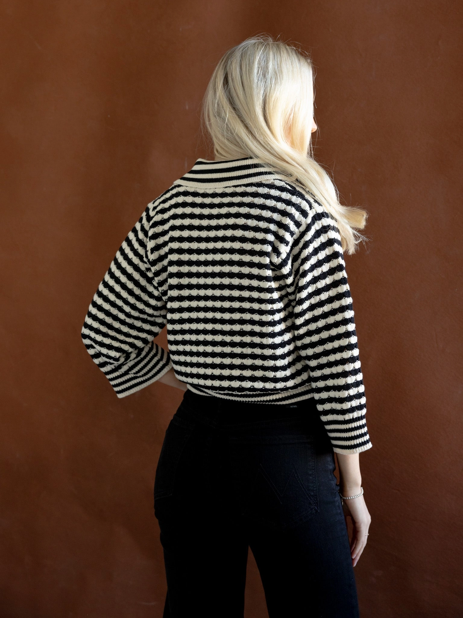 Smart touch quick dry Blaire Striped Sweater Black