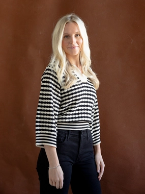 Blaire Striped Sweater Black Unisex Fit Cozy Weekend