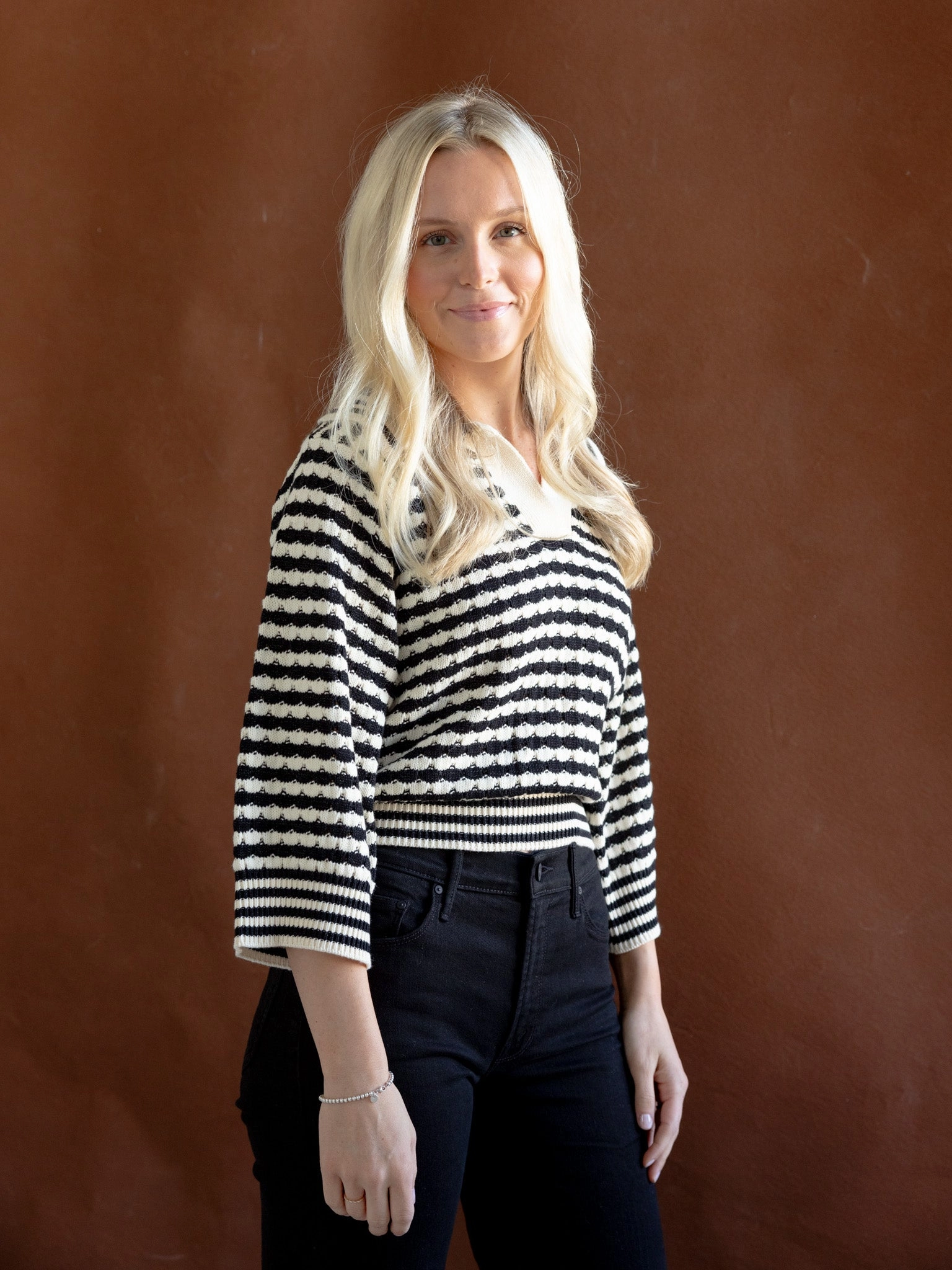 Blaire Striped Sweater Black Unisex Fit Cozy Weekend