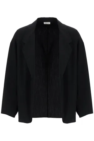 blazer in misto cotone e lana nero oversize con zip FGE260 6003OXF BLACK