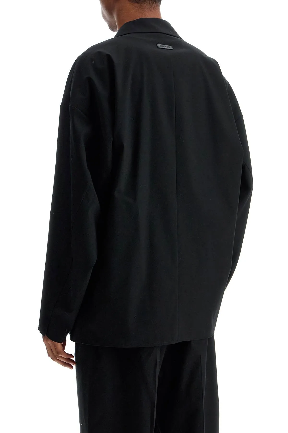 blazer in misto cotone e lana nero oversize con zip FGE260 6003OXF BLACK