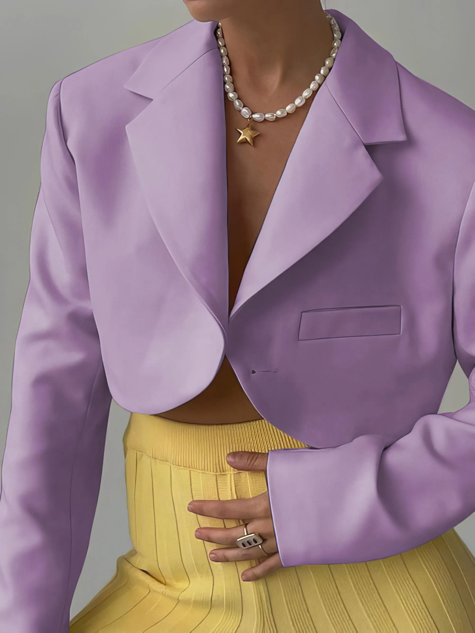 Blazers Solid Lapel Cropped Small Blazer for Women