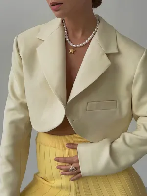 Blazers Solid Lapel Cropped Small Blazer for Women