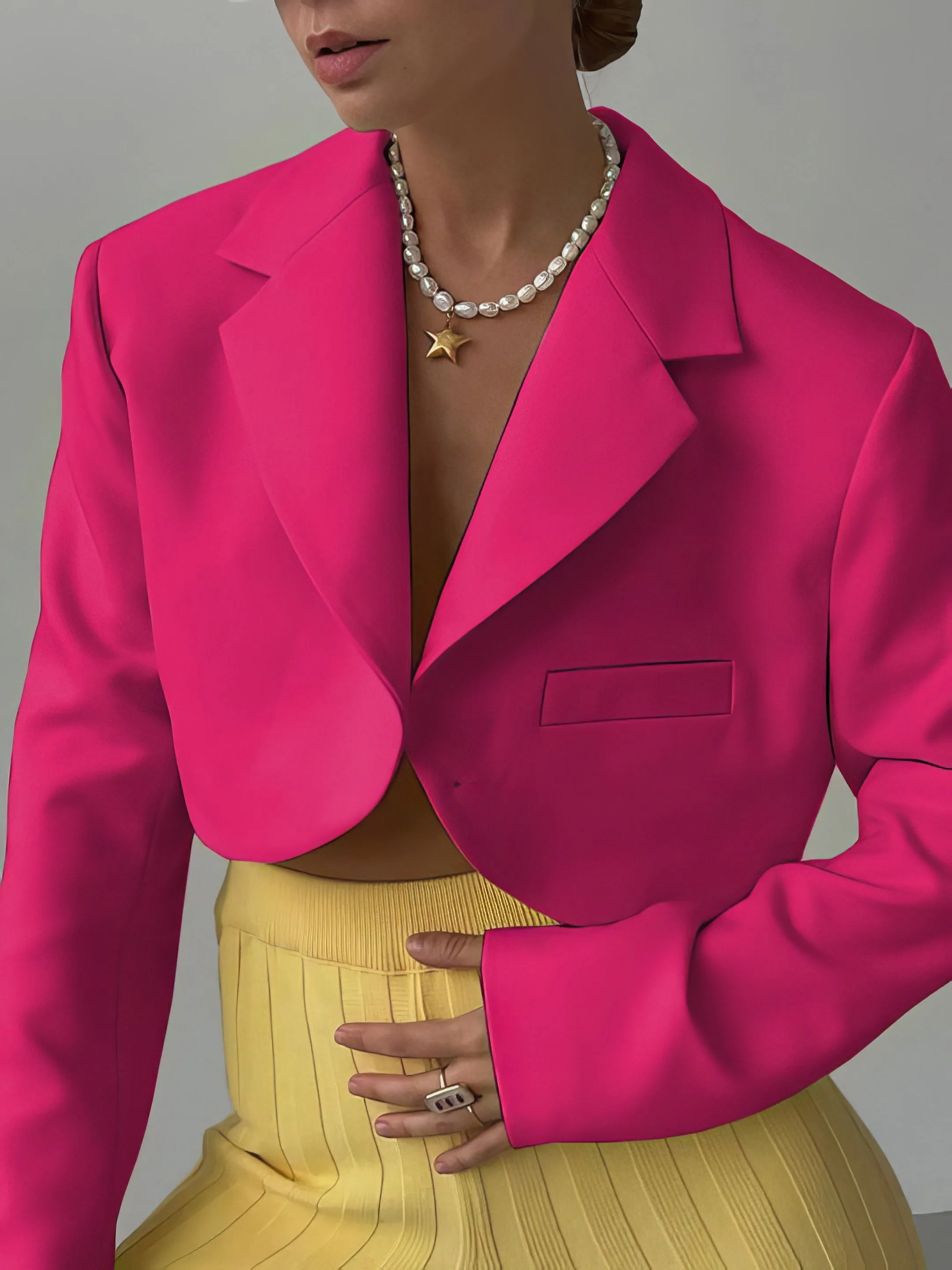 Blazers Solid Lapel Cropped Small Blazer for Women