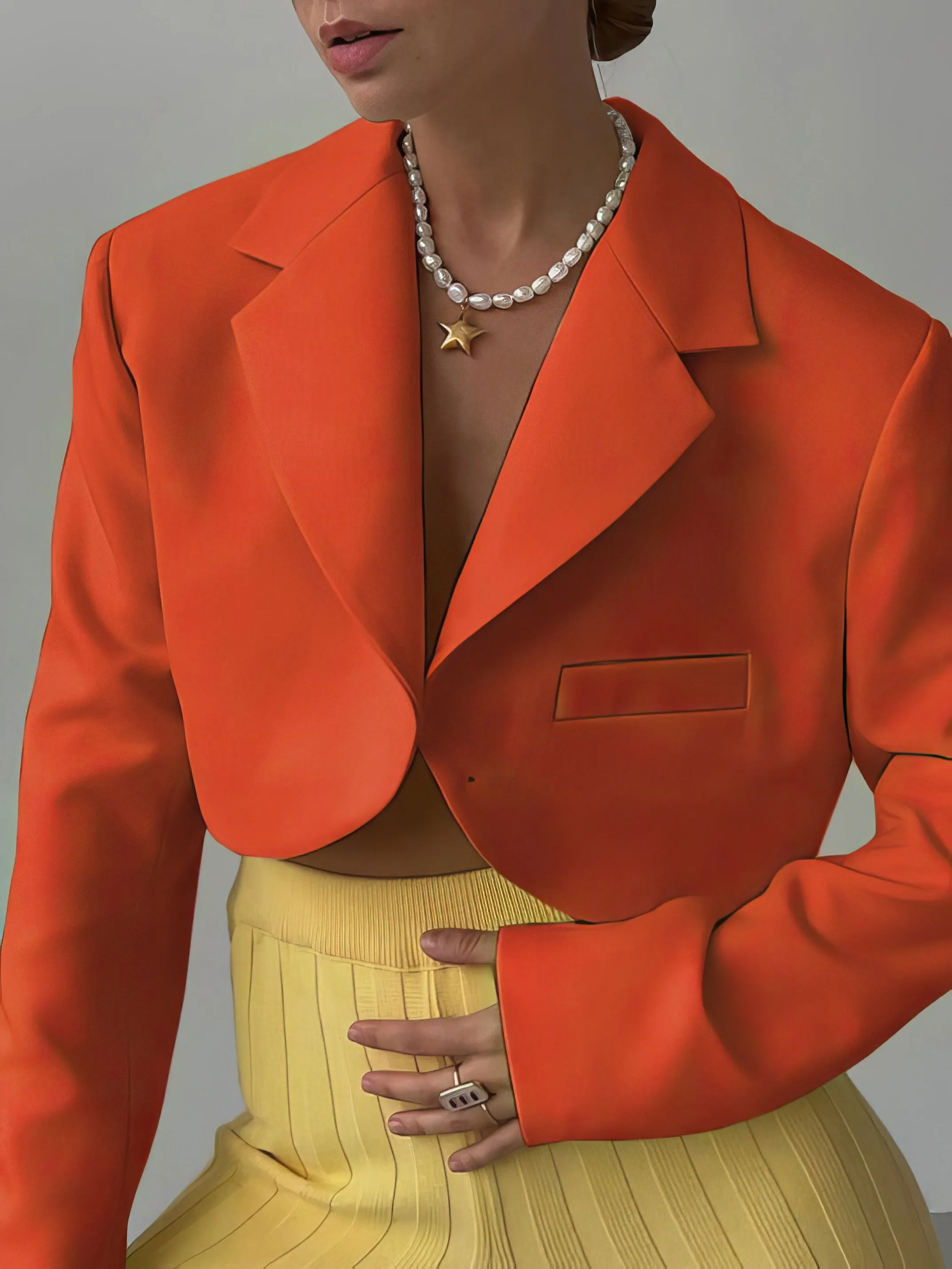 Blazers Solid Lapel Cropped Small Blazer for Women