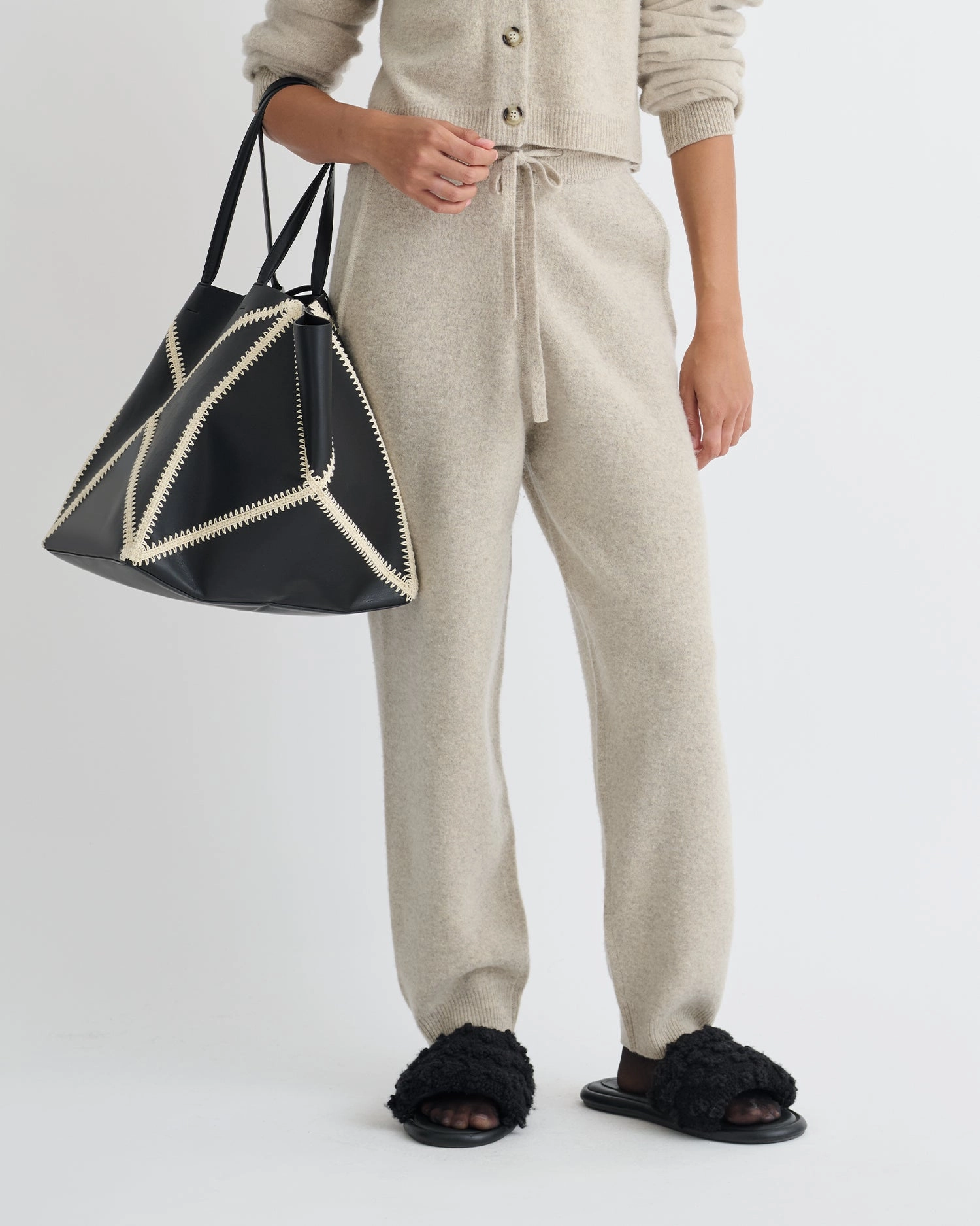 Teclah - Overwashed Merino Pants - Oatmeal Eco Friendly Dye Process Stretching Fit