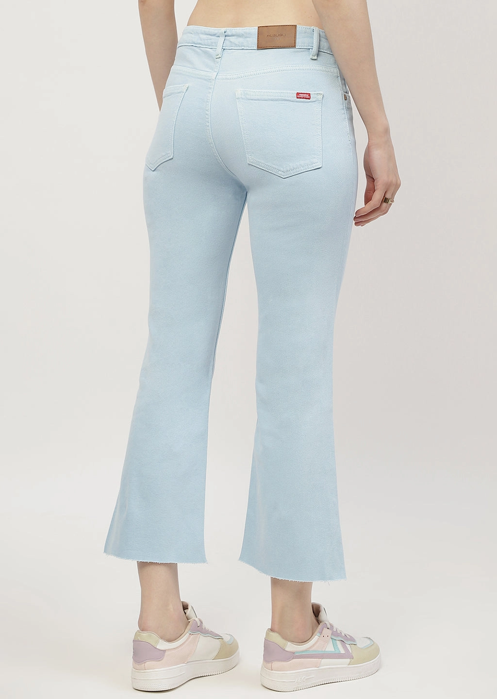 Madame Low Waist Sky Blue Bell Bottom Jeans Relaxed Waist Fit