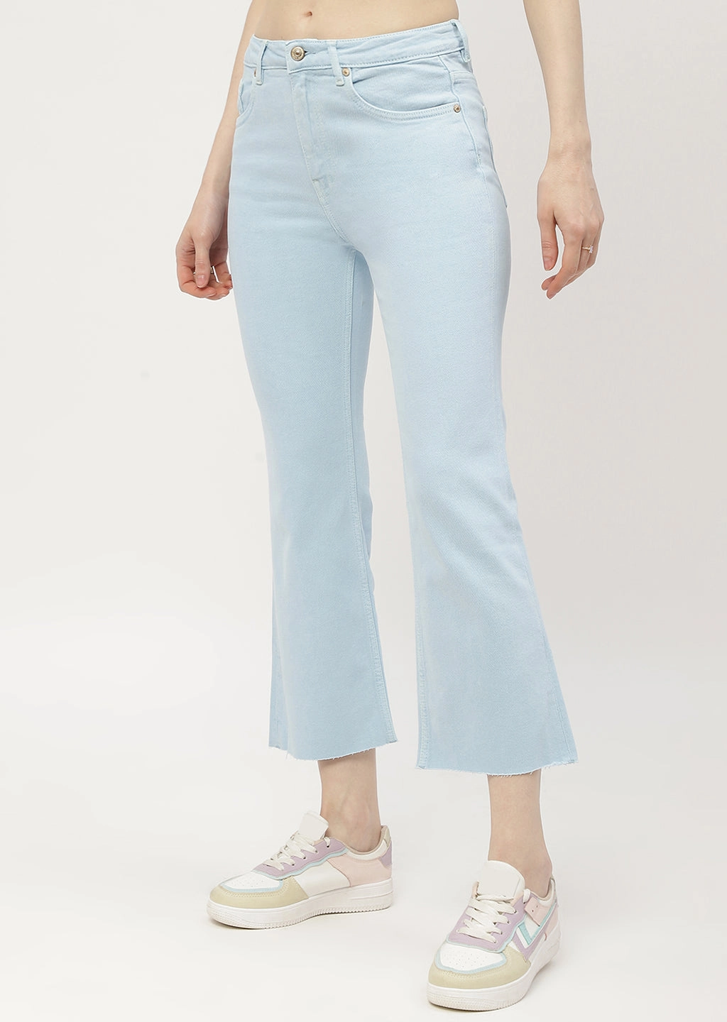 Madame Low Waist Sky Blue Bell Bottom Jeans Urban appeal