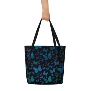 Blue Butterflies Large Tote Bag
