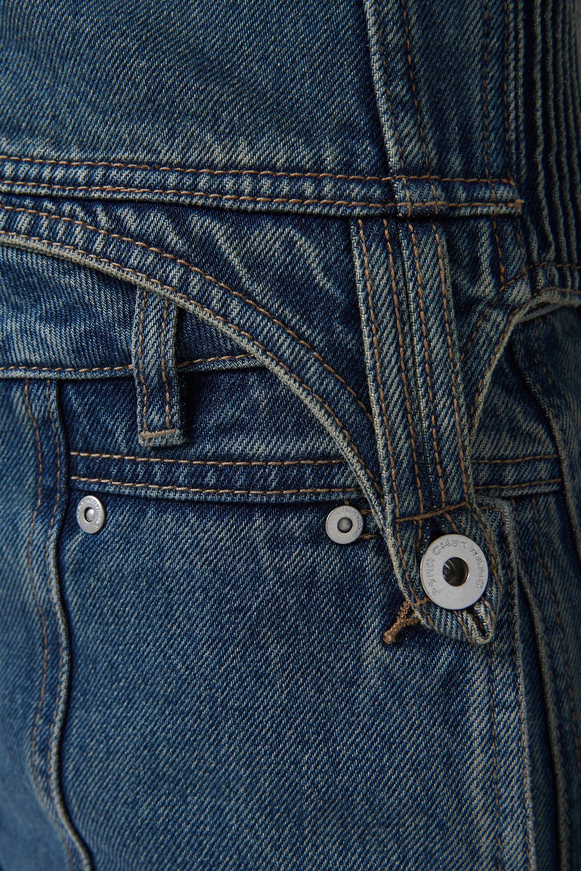 Blue Wide Leg Cargo Jeans