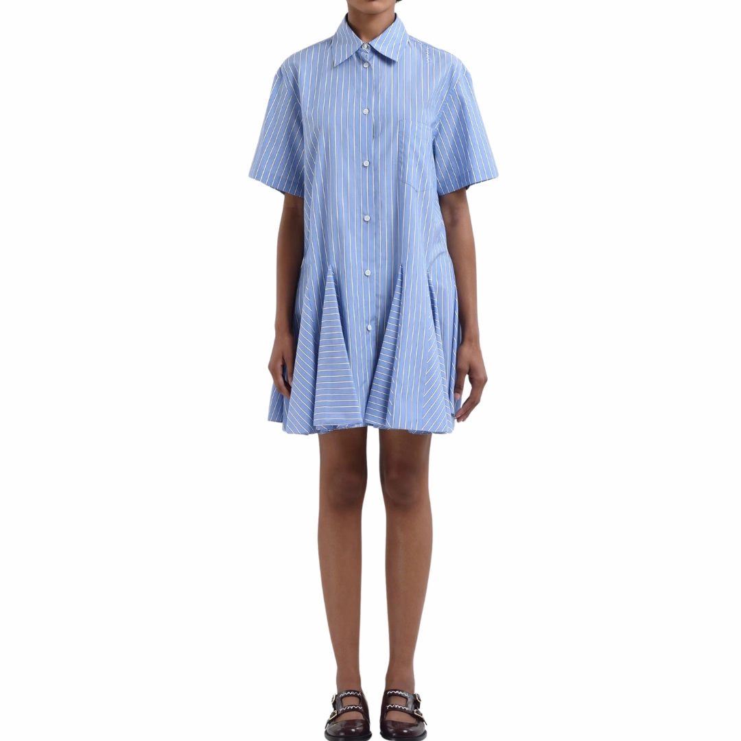 Blue China Stripe Dress Trendy Look Calm Finish