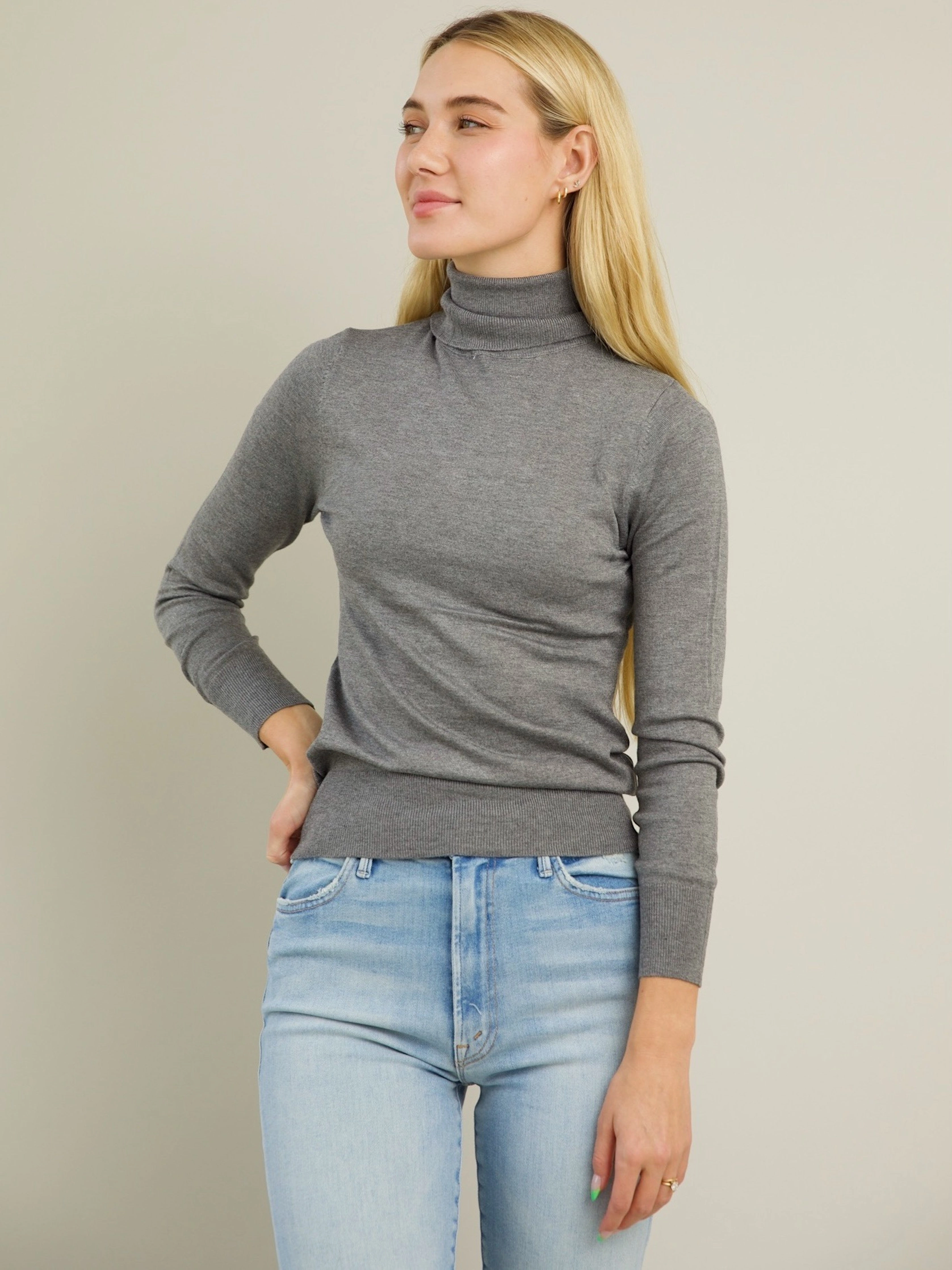 Elastic hem Blythe Turtleneck - Grey