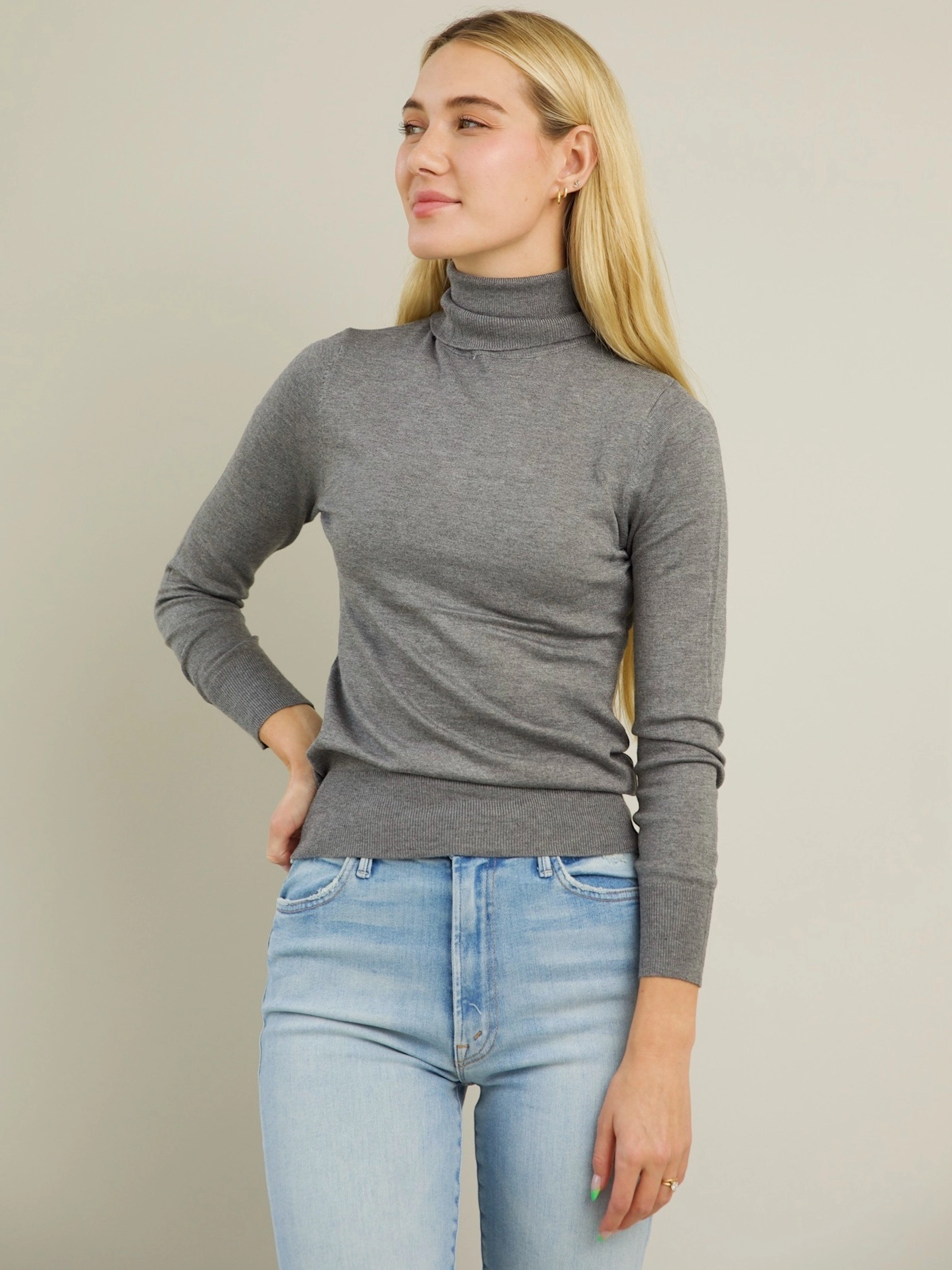 Recycled Polyester Blend Blythe Turtleneck - Grey