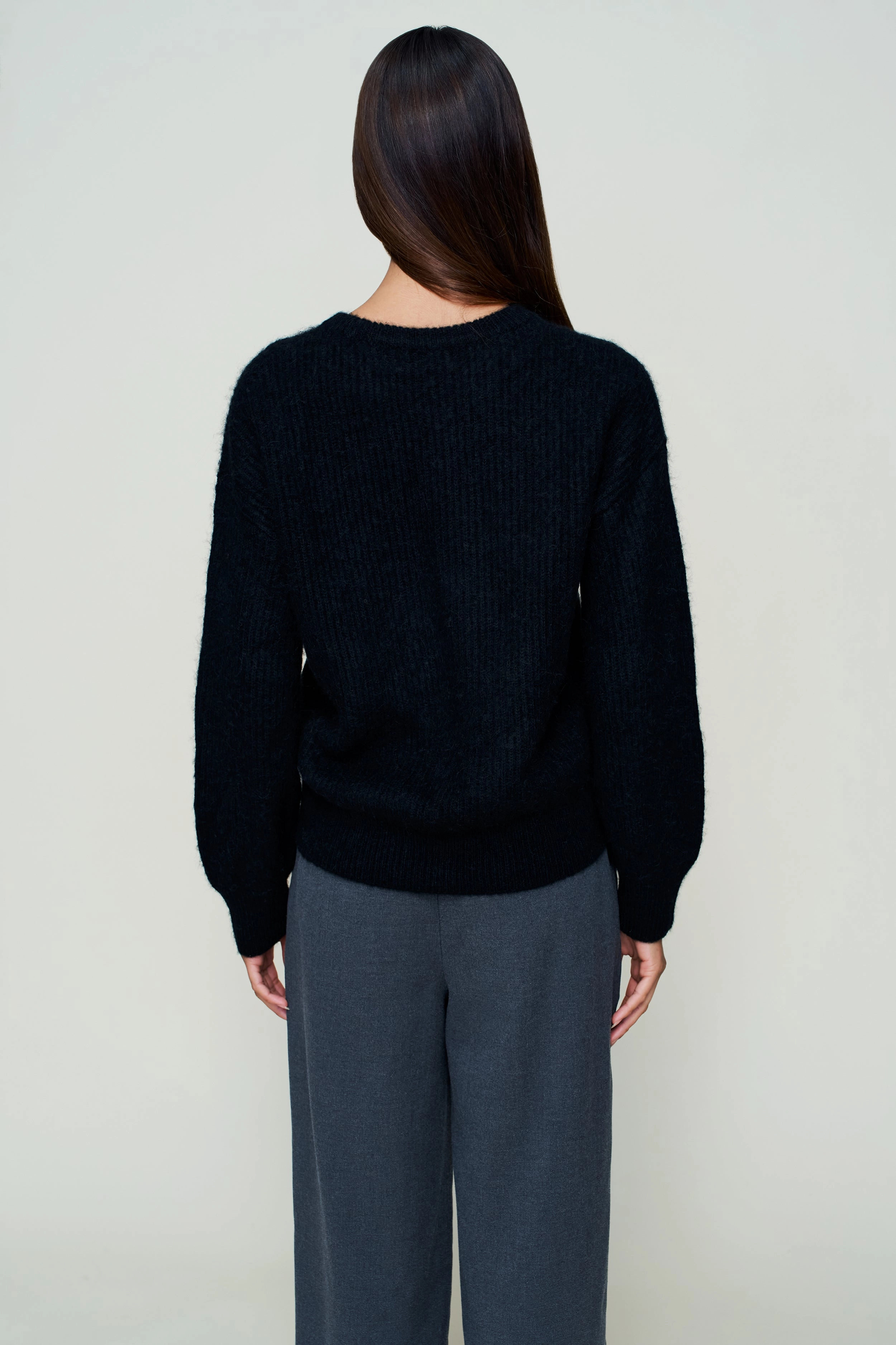 WideRibbed Texture Zero Waste Knitting Technique Bobbie Oversized Wool Jumper