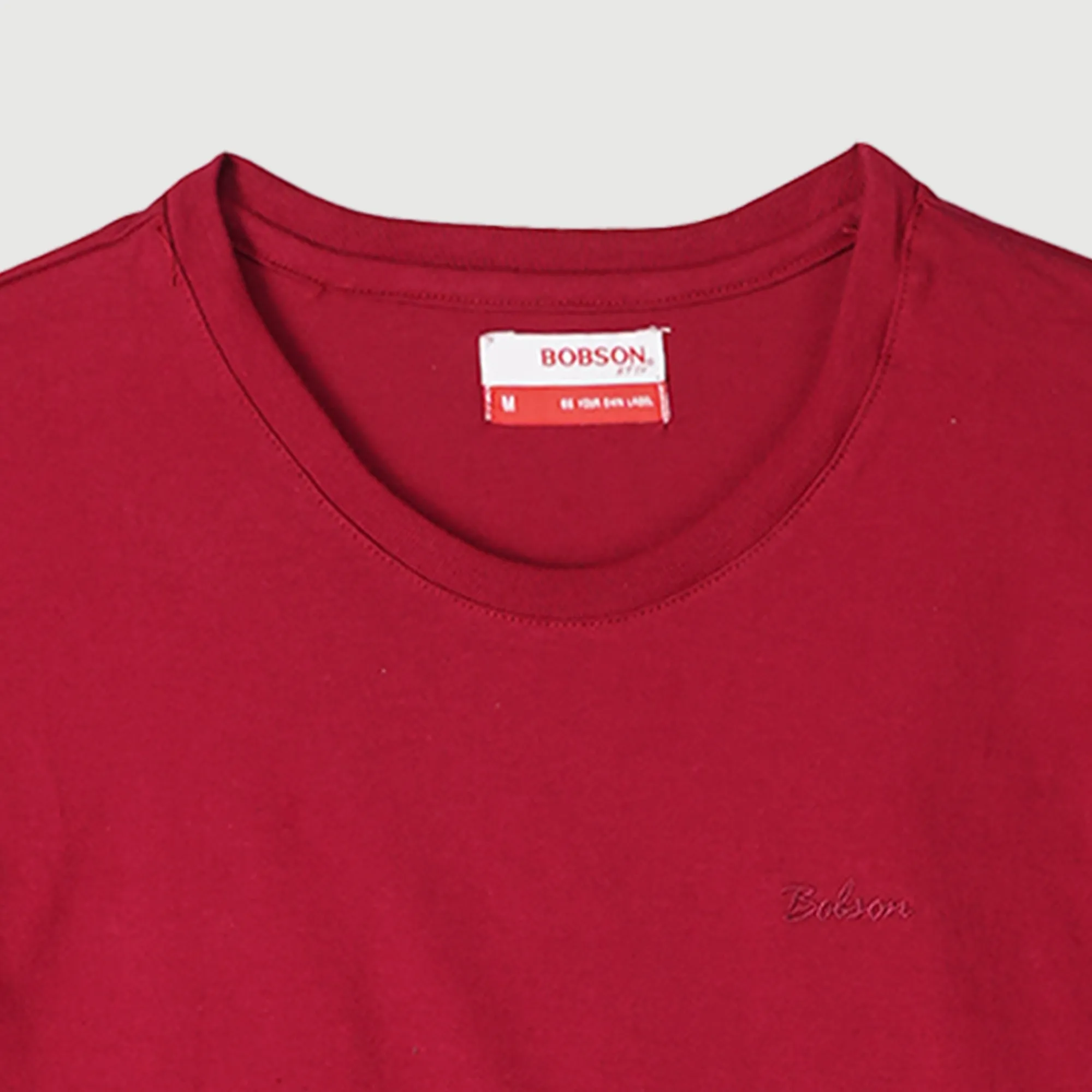 Bobson Japanese Ladies Basic Round Neck T shirt For Women Trendy Fashion High Quality Apparel Comfortable Casual  Tees Relaxed Fit 142177 (Rumba Red)