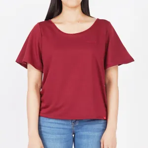 Bobson Japanese Ladies Basic Round Neck T shirt For Women Trendy Fashion High Quality Apparel Comfortable Casual  Tees Relaxed Fit 142177 (Rumba Red)