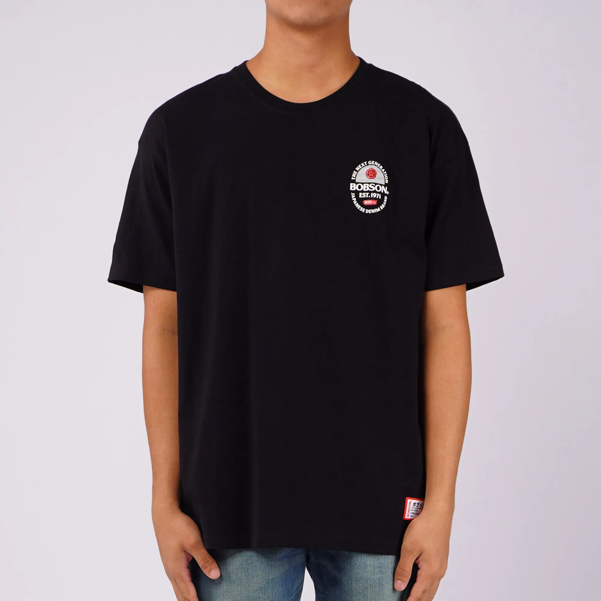 Bobson Japanese Men's Basic Tees with Back Print Comfort Fit 111459 (Black)