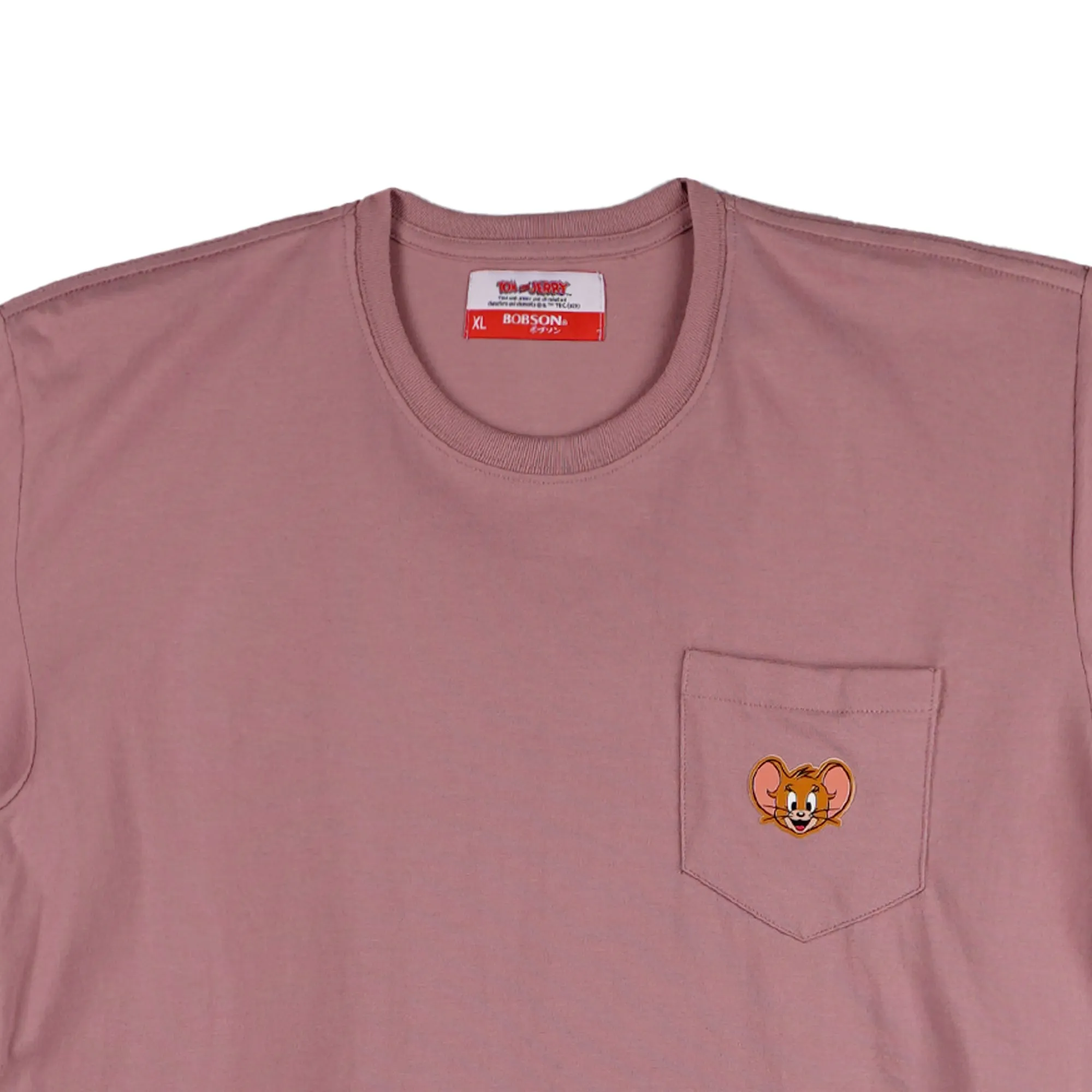 Bobson Japanese X Tom and Jerry with chest pocket Men's Basic Tees Slim Fit 166226-U (Wood Rose)
