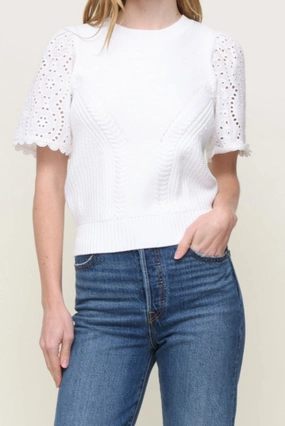 Eyelet Sleeve Sweater Clean Cut