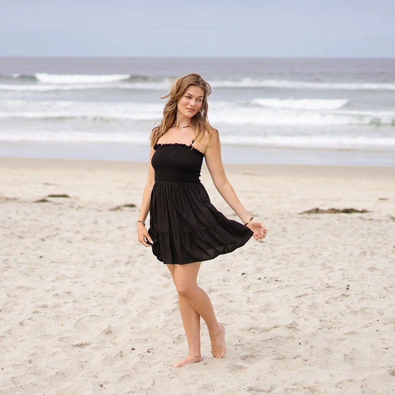 Midi length Black Daiquiri Dress with Adjustable Straps