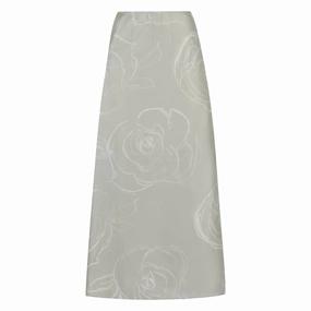 Chill Feel Senior Style Silk Rose Midi Skirt