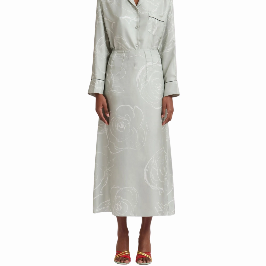 Silk Rose Midi Skirt Family Celebration