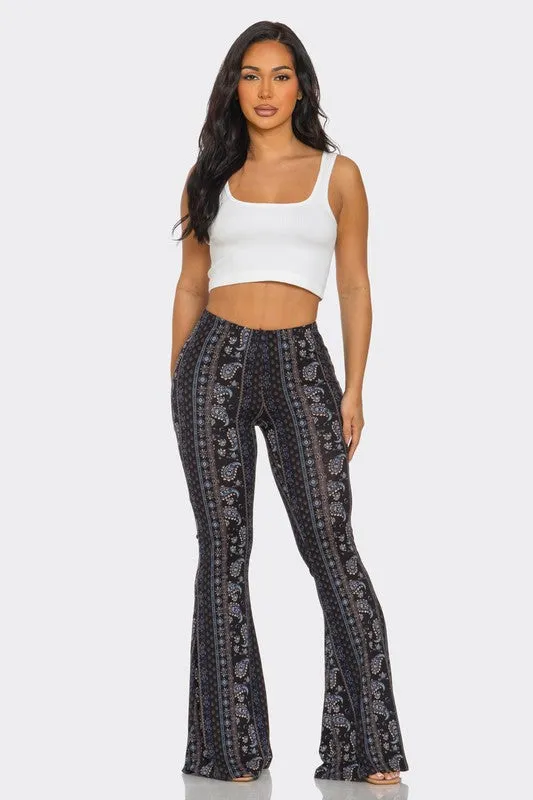Boho Bandana Floral Printed Flared Pants