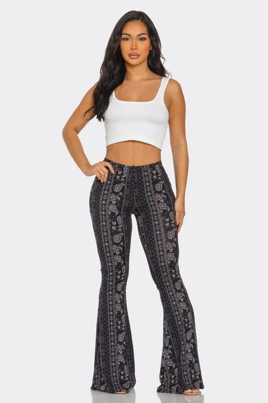 Boho Bandana Floral Printed Flared Pants