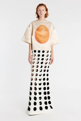 Boiled Egg Satin Top Peach Luxurious Feel