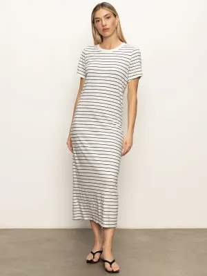Quick Outfit Wrap Glow Perfect Tee Maxi Dress Chalk Black Stripe