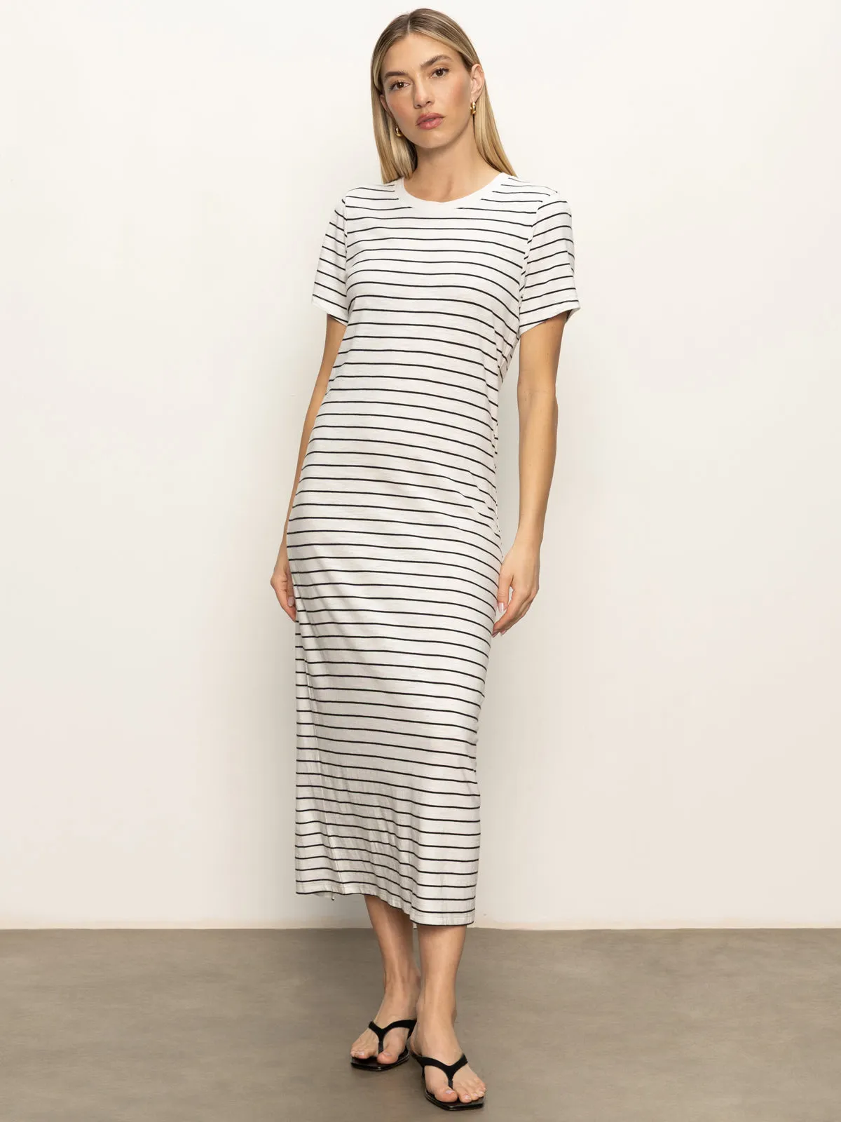 Quick Outfit Wrap Glow Perfect Tee Maxi Dress Chalk Black Stripe