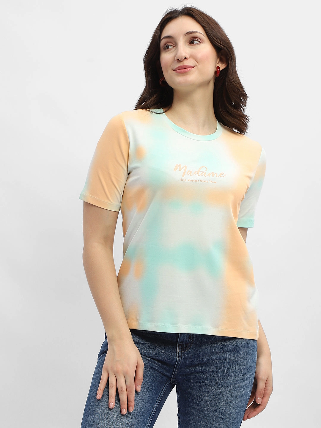 Trendy Basics Madame Tie-Dye Orange Cotton T-Shirt